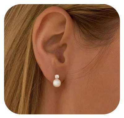 Produktbild von Perlenohrringe Damen - 925 Silber Ohrstecker - Verschiedene Größenoptionen - Hypoallergen - Bequemes Tragegefühl - Eleganter Schmuck - Ohrringe