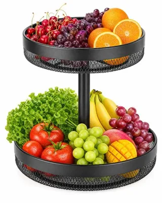 Produktbild von VINATO Obst Etagere 2-stöckig,Obstschale,Obstkorb Etagere aus Metall,Obstschale