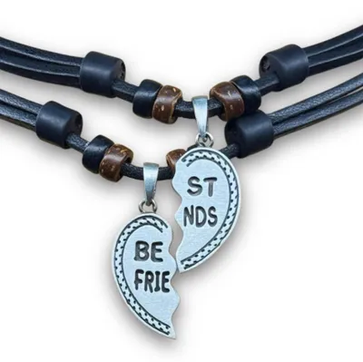 Produktbild von HANA LIMA | Freundschaftsketten Set Best Friends Forever BFF Surferketten Herren Damen (Set mit zwei Leder Halsketten)