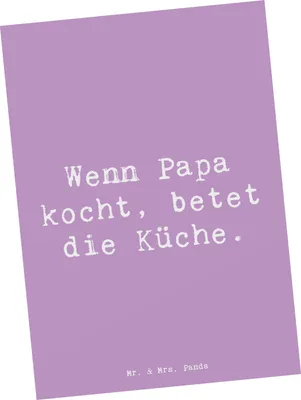 Produktbild von Mr. & Mrs. Panda Postkarte Spruch Vater Koch - Lavendeltraum - Geschenk, Ansichtskarte, Dankeschön, Grußkarte, bildkarte, Postkarten, Kochen, Familienleben, Fotokarte