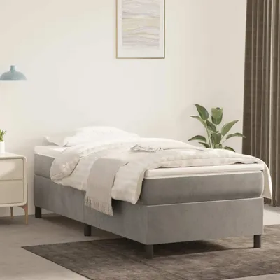 Produktbild von "2026 Promotion" BoxspringBettgestell moderne - Hellgrau 100x200 cm - Samt - Polsterbett CC5753