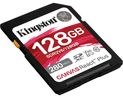 Obrázek produktu pro Karta pamięci SDXC Kingston Canvas React Plus 128GB SDR2V6/128GB czarna