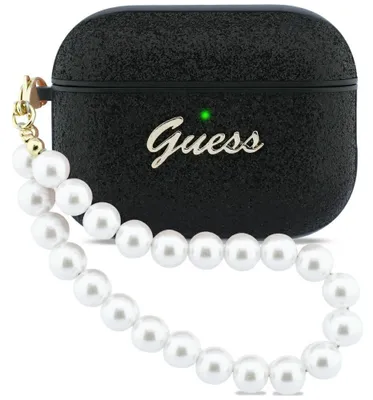 Produktbild von Schutzhülle Guess Glitter Pearl Strap Case für AirPods Pro 3, Schwarz