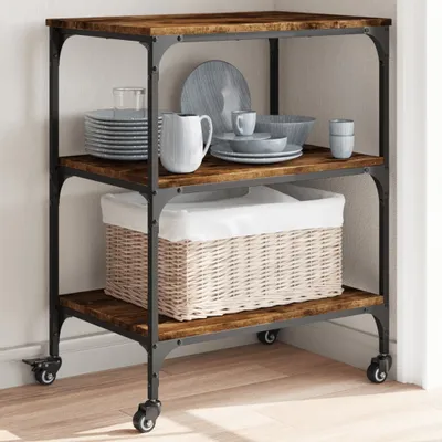 Produktbild von Möbel Küchenwagen Räuchereiche 60x41x76 cm Holzwerkstoff - Servierwagen &47709