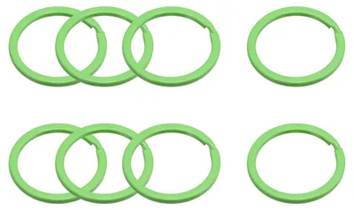 Geteilte Schlüsselringe 30 mm, grün, 8 Stück, aus Kohlenstoffstahl