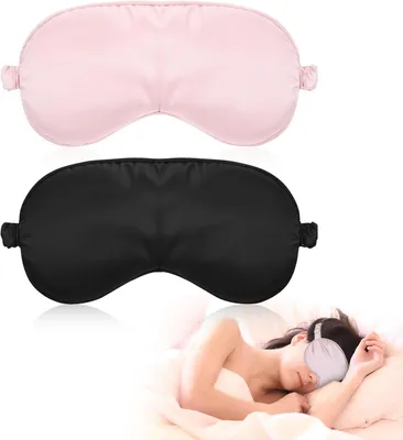 Imagen del producto de Mascarilla para dormir de seda suave, 2 unidades, ajustable, ideal para viajes