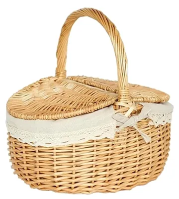 Obrázok produktu pre Ratanový piknikový kôš s bavlnenou výstelkou, 27x17x14 cm