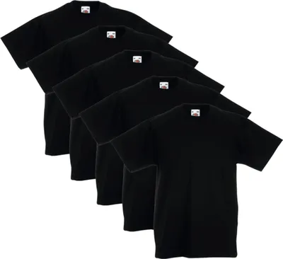 Obrázek produktu pro Fruit of the Loom 5x Original Kinder-T-Shirt 100% Baumwolle Schwarz 116