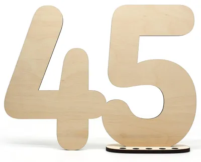 Immagine prodotto di Libro degli ospiti in legno a forma del numero 45, ideale per decorazioni di compleanno