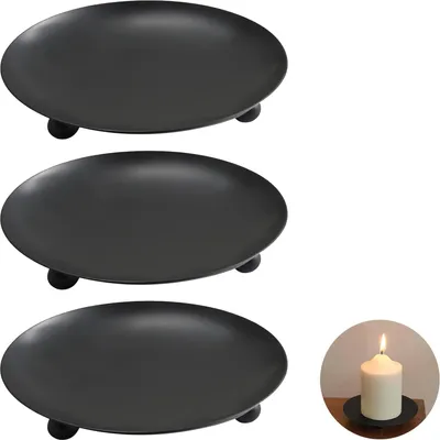 Produktbild von Kerzenständer - Kerzenhalter, Stumpenkerzen - 3 Stück - schwarz - Metall