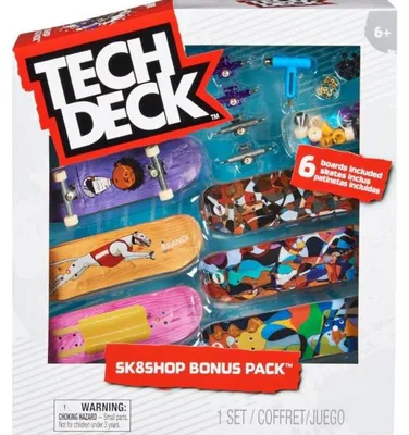Image de Coffret tech deck : skateshop bonus pack hopps - 6 mini skates + acessoires - mini skate a doigt 96 mm - finger - spin master