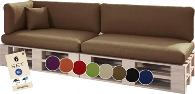 Produktbild von sunnypillow Palettenkissen Outdoor, wasserdicht, UV-lichtecht - 6er Set - Palettenauflage für Palettensofa für Haus, Garten - Palettenpolster für Palettenmöbel - Rückenkissen & Sitzkissen Braun