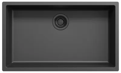 Produktbild von Schwarzes großes Spülbecken 70 x 40 cm, für Unter- und Aufsatzmontage, mit schwarzem Abflussstopfen 1208956401
