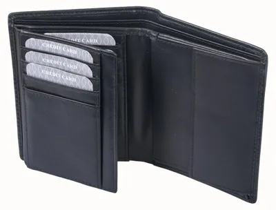 Produktbild von AVanco™Kombibörse schwarz – Leder Geldbörse im Hochformat
