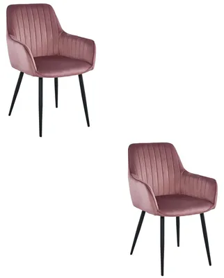 Produktbild von 2er-Set Solden Stühle aus rosa Samt mit schwarzen Beinen