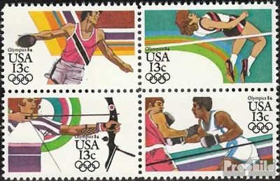 Produktbild von Briefmarken USA 1983 Mi 1644-1647 Viererblock (kompl.Ausg.) postfrisch Olympische Sommerspiele 84