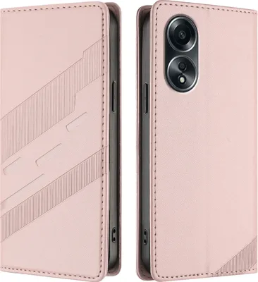 Produktbild von Hülle für Oppo A58 4G, Kunstleder Brieftaschen Handyhülle mit Kartenfach und Standfunktion Pink