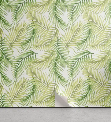 Produktbild von ABAKUHAUS Palmblatt abziehbare & klebbare Tapete für Zuhause, frische Umwelt, selbstklebendes Wohnzimmer Küchenakzent, 33 cm x 90 cm, Hellgrün Farngrün