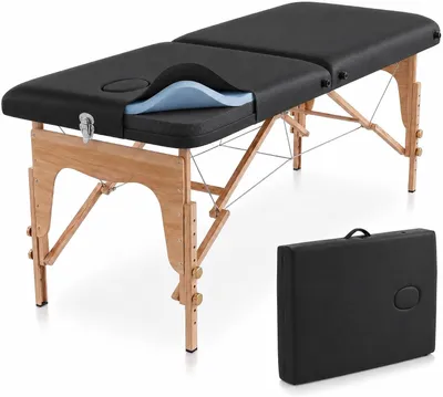 Immagine prodotto di Lettino da massaggio pieghevole - Legno - Nero - Con borsa per il trasporto