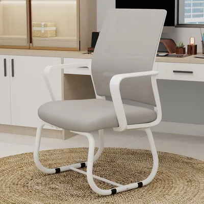 Produktbild von Minimalistischer, moderner Bürostuhl, Metallgestell, für Zuhause&Büro, Grau