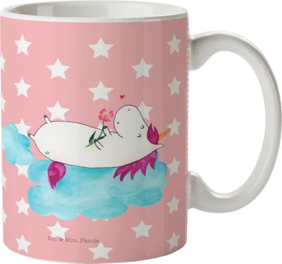 Produktbild von Mr. & Mrs. Panda Pott Einhorn Verliebt - Rot Pastell - Geschenk, Trinklernbecher, Kinderbecher, Kunststoffbecher, Plastikbecher, Einhörner, Liebe, Haferl, Unicorn