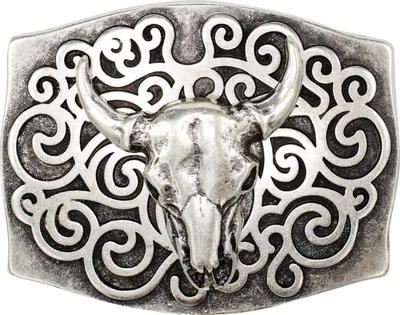 Produktbild von FRONHOFER Büffelkopf Gürtelschnalle altsilber, 4 cm, Longhorn Buckle, Western