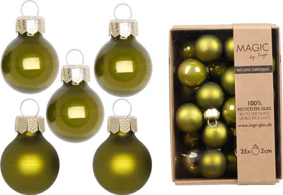 Produktbild von Weihnachtskugeln Glas 2cm 25 Stück - Green Olives