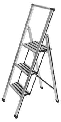 Obrázok produktu pre WENKO skladací rebrík pre domácnosť protišmykový 3 kroky hliníkový dizajn