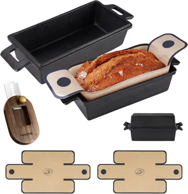 Imagen del producto de Recipiente de hierro fundido con revestimiento antiadherente, completo, para hornear pan casero