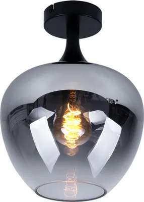 Produktbild von LED Deckenlampe schwarz, Glas rauch, D 24 cm