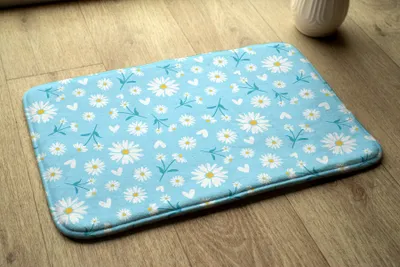 Produktbild von Badteppich Saugfähige - Badezimmer Teppich - Rutschfester Badvorleger Badematte - 90x60 cm - Florales Muster