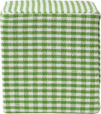 Image de HOMESCAPES Pouf à carreaux Vichy vert et blanc - Pouf, 36x38 cm