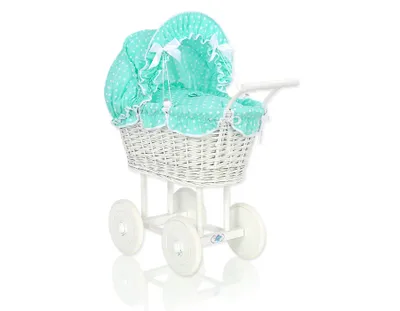 Produktbild von Wiklinvagn MY SWEET BABY weiß mit Bettwäsche für Puppen aus Naturfaser