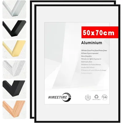 Immagine prodotto di Cornice per foto 50x70 cm, colore nero, in metallo, set da 2