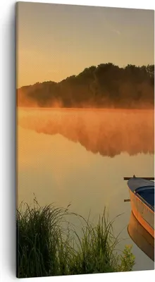 Produktbild von Bild auf Leinwand - Leinwandbild - Morgen Nebel See Landschaft - 45x80cm - Wand Bild - Wanddeko - Leinwanddruck - Bilder - Kunstdruck - Wanddekoration - Leinwand bilder - Wandkunst - PA45x80-2538