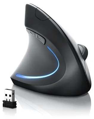 Produktbild von CSL – Maus kabellos für Linkshänder – Vertikalmaus Bluetooth und 2,4 Ghz Wireless Funkmaus – vertikal ergonomisch – Vorbeugung gegen Mausarm – für pc Laptop Notebook – Funk + Bluetooth