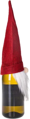 Productafbeelding van SPRINGOS flesbeschermer, Scandinavische kabouter, kerstkabouter, kerstdecoratie voor flessen, wijnbottle-afdekking, fleshoes, tafeldecoratie (rood)