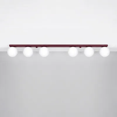 Image de Plafonnier YOLI 6 bordeaux 6xG9 8W acier/verre 14.5x12x120cm Sollux Lighting