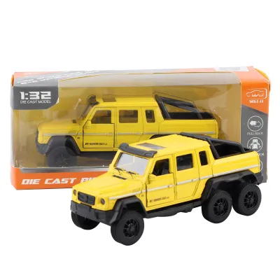 Obrázok produktu pre 1:32 Kvalitné kovové autíčko s natahovacím mechanizmom, svetlom a zvukom, žlté – skvelý darček pre deti