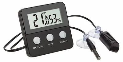 Produktbild von TFA Dostmann TERRACHECK Digitales Thermometer-Hygrometer zur Klimakontrolle in Terrarien (schwarz mit Batterie)
