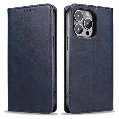 Produktbild von Handyhülle für Apple iPhone 14 Pro Max Kunstleder Flip Cover Hülle Klapphülle Case Kartenfach Farbe: Blau
