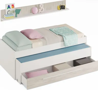 Produktbild von Kinderbett >ELLIOT< in Artik-Weiß/Velho-Weiß - 199x65x96 (BxHxT)