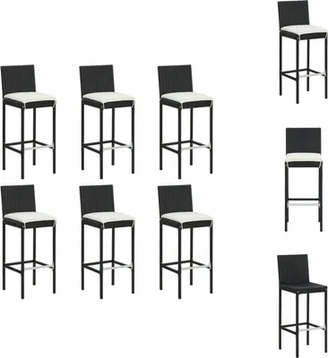 Produktbild von vidaXL Barhocker mit Kissen 6 Stk. Schwarz Poly Rattan -  Barhocker