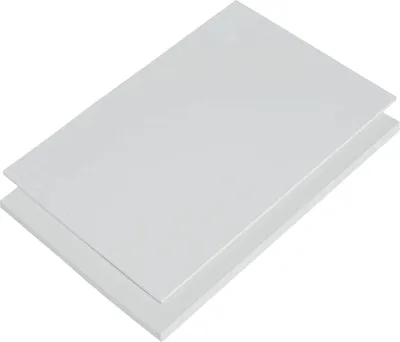 Two white PVC sheets are stacked on a white background.