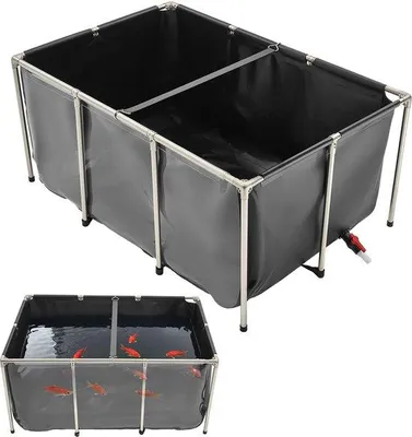 Produktbild von Aquarium mit PVC-Koibak, 1023 Liter, mit Kijkfenster, für Koi- und Guppy-Zucht (schwarz)
