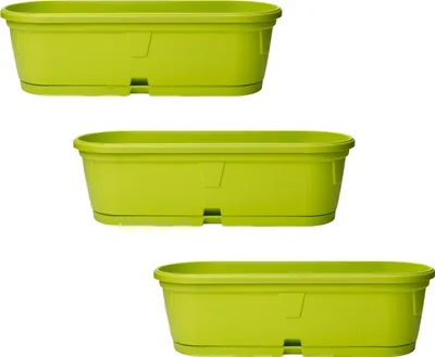 Produktbild von 3x Pflanzkübel Blumenkasten Blumentopf Blumenkübel länglich oval 50cm hellgrün