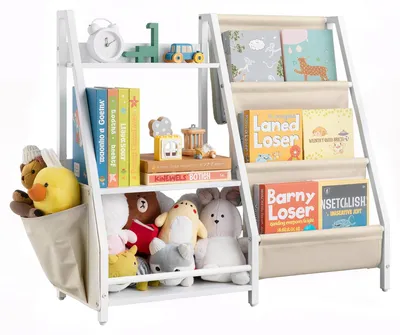 Immagine prodotto di VEVOR Mobiletto di Stoccaggio Portaoggetti di Giocattoli 3 Ripiani, Armadietto Porta Giocattoli Libreria Porta Libri 7 Scomparti, Scaffale per Giocattoli per Camera da Letto, Bianco