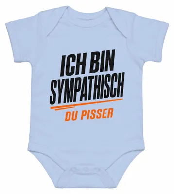 Immagine prodotto di Body per neonato, colore azzurro chiaro, taglia 3/6 mesi, con scritta divertente e sarcastica