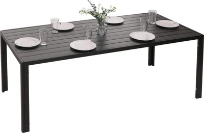 Zdjęcie produktu dla Aluminiowy stół jadalniany HWC-N40, stół bistro stół ogrodowy stół balkonowy, odporny na warunki atmosferyczne 180x80cm ~ antracyt