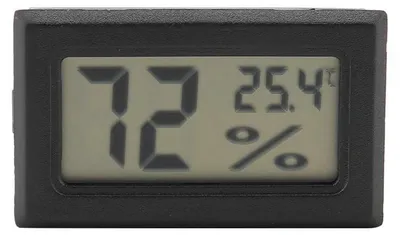 Obrázok produktu pre Digitálny teplomer s vlhkomerom, presné meranie vlhkosti, čierna farba
